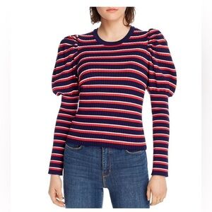 Lini Marla Striped Juliet Sleeve Esther Sweater Top Blue Red Stripe Med like new